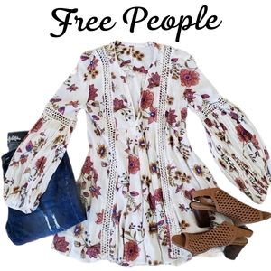Free People Boho Peasant Floral Tunic
